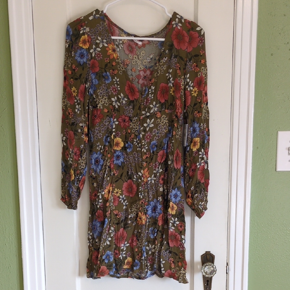 NWT O'Neill Multicolor Floral Long Sleeve Dress
